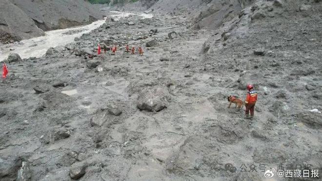 现场画面:吉隆口岸泥石流痕迹目测高达60米左右,有20层楼高,河道依然处于损毁状态