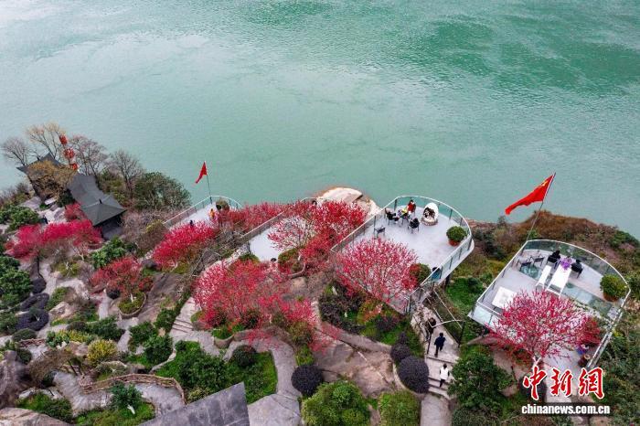 图为放牛村江畔“花海”景观。受访者 供图