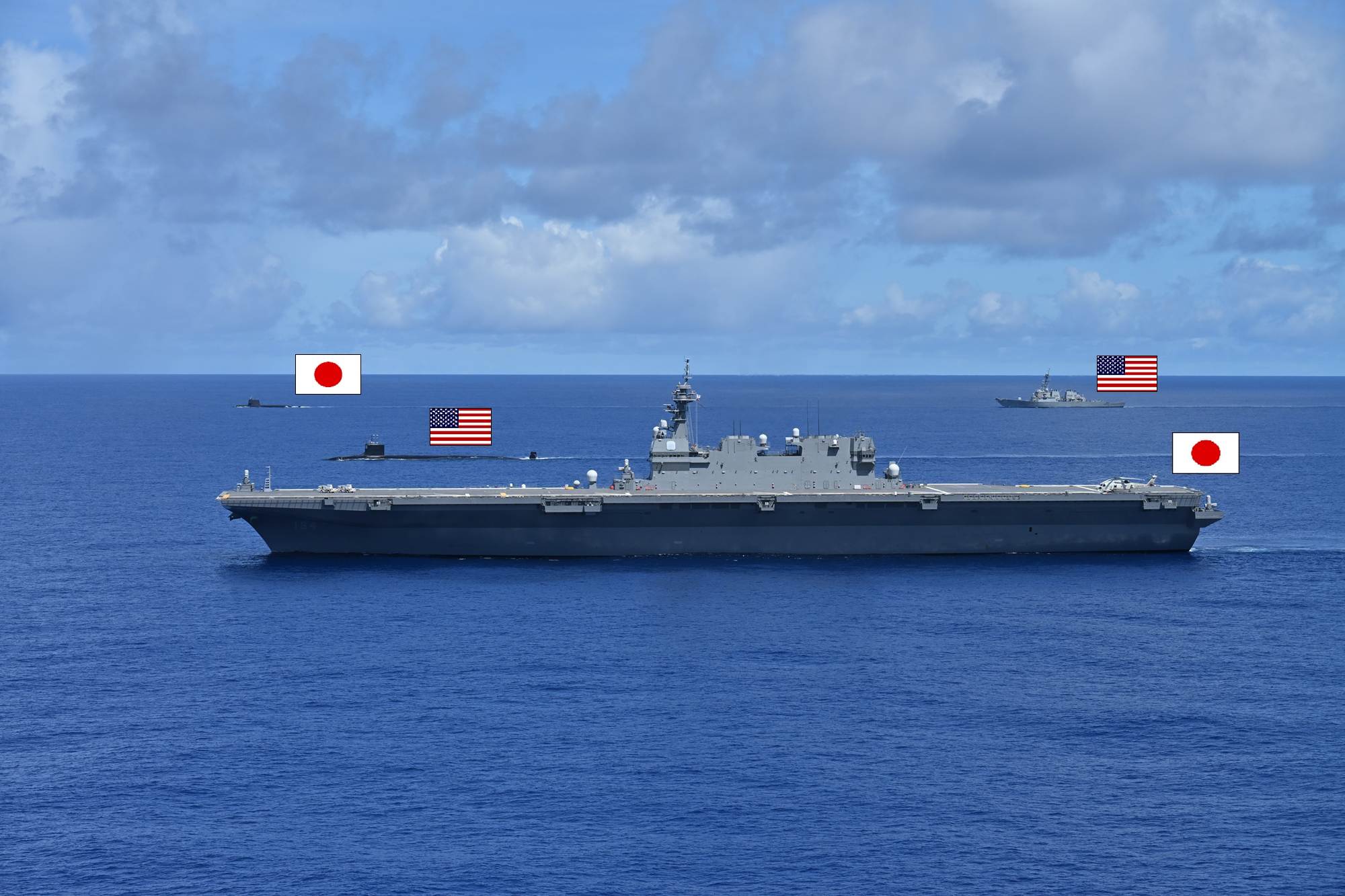 美、日與多國的印太地區國家艦艇，在「勇敢之盾」 （Variant Shield）進行聯合反潛作戰訓練。