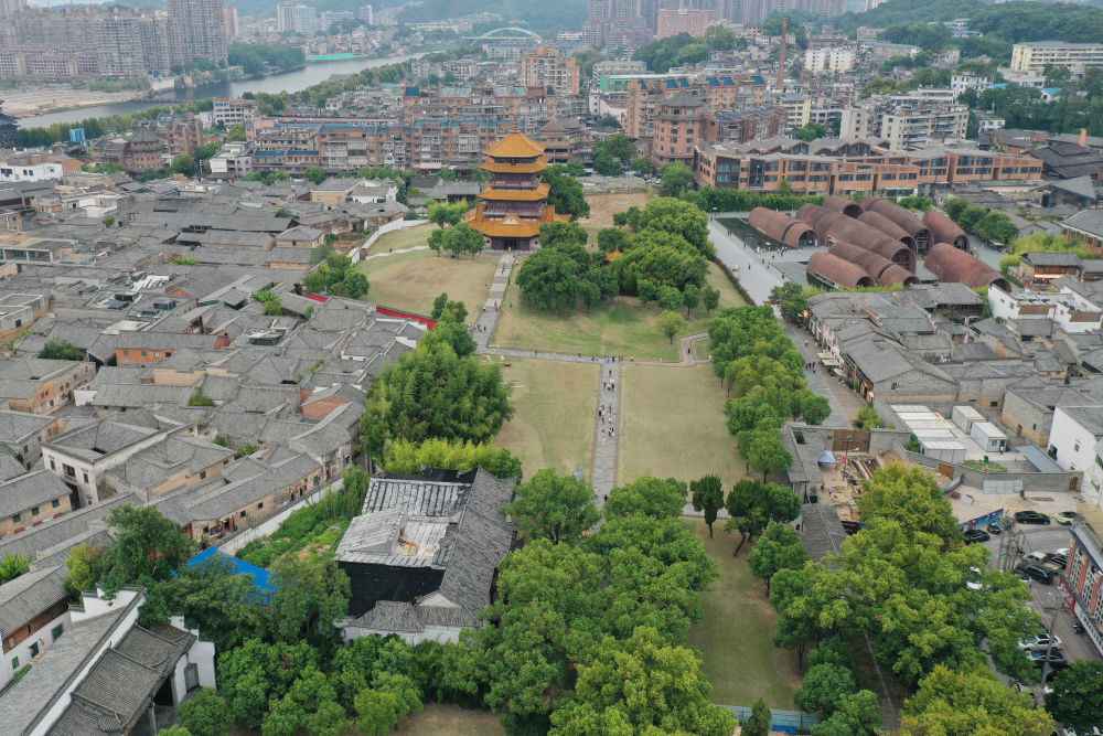 御窑厂鸟瞰。(景德镇申遗办供图)