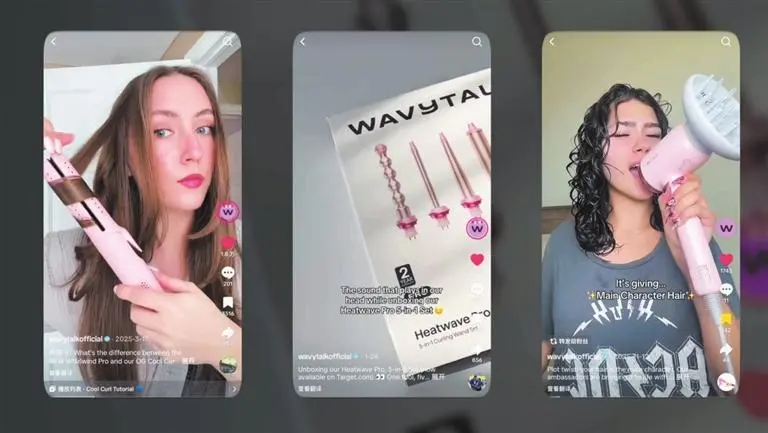 TikTok达人发布视频推广中国美发工具产品