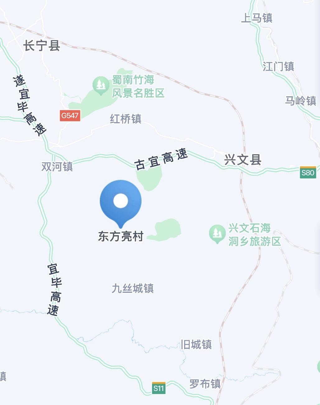 ▲东方亮村地理位置示意图