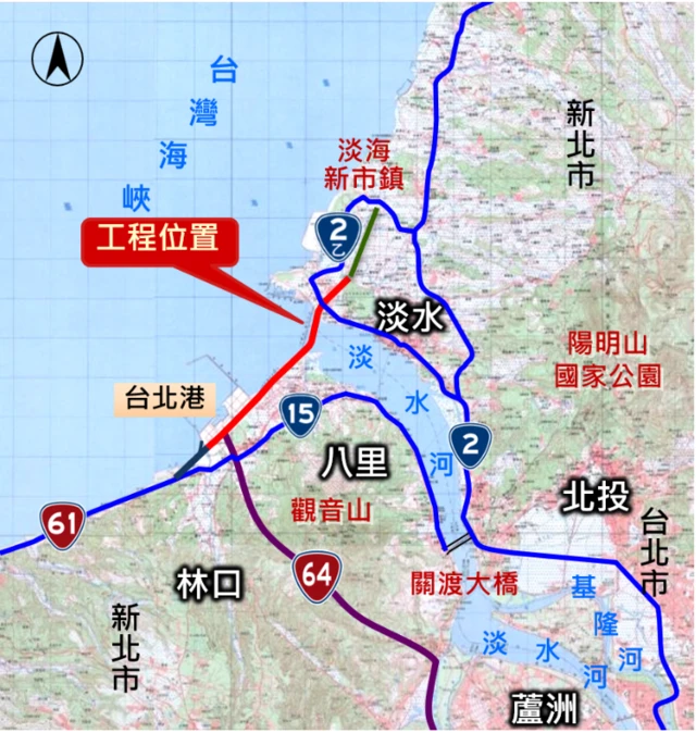 淡江大桥位置图。
