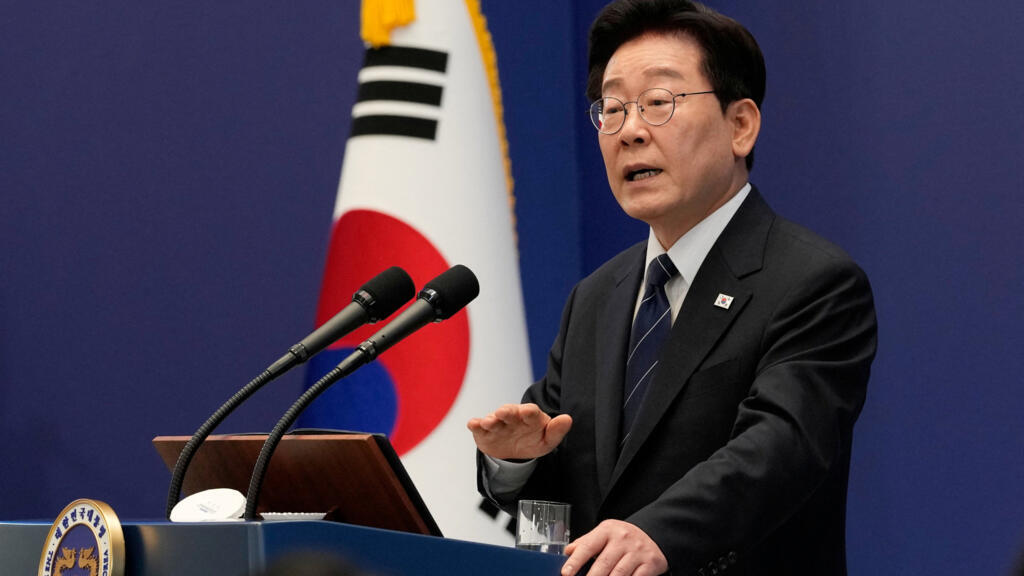 South Korean President Lee Jae Myung speaks during a press conference at the presidential Blue House in Seoul, South Korea, Friday, September 18, 2026.