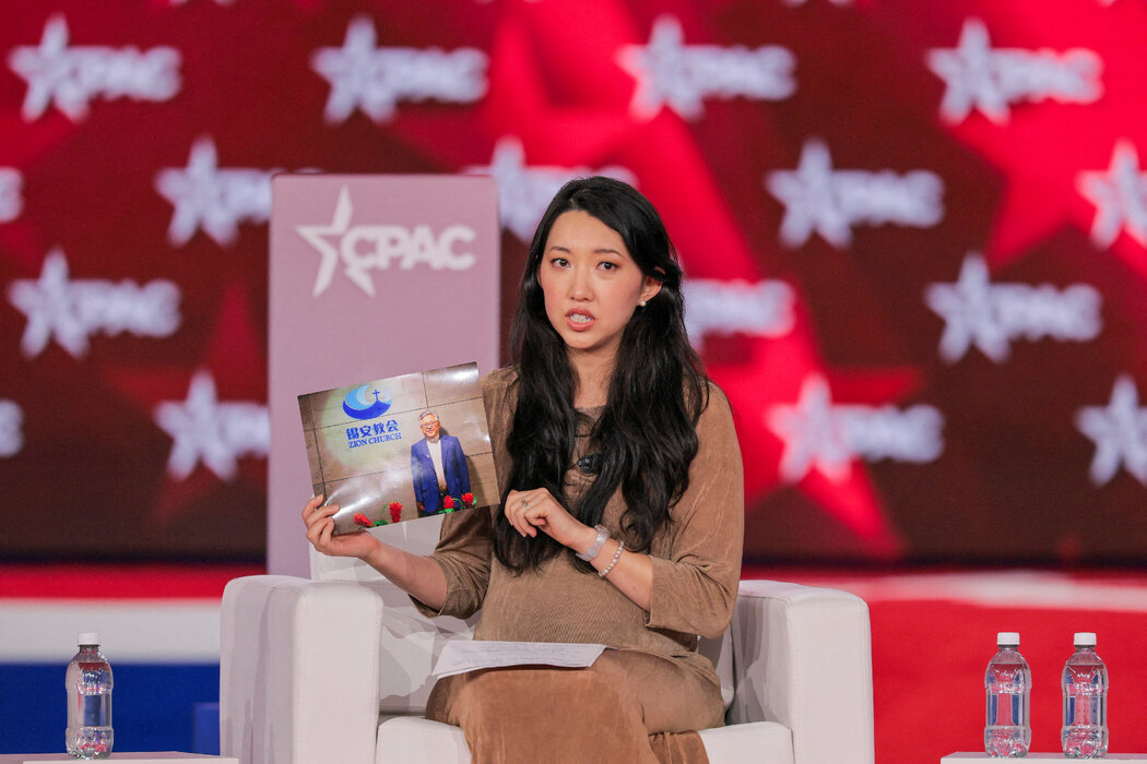 金明日牧师的女儿金婷雅今年在得克萨斯州举行的保守派政治行动会议上讲述父亲的案情，她居住在美国。