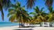 A sandy beach with palm trees in Mano Juan, Dominican Republic.