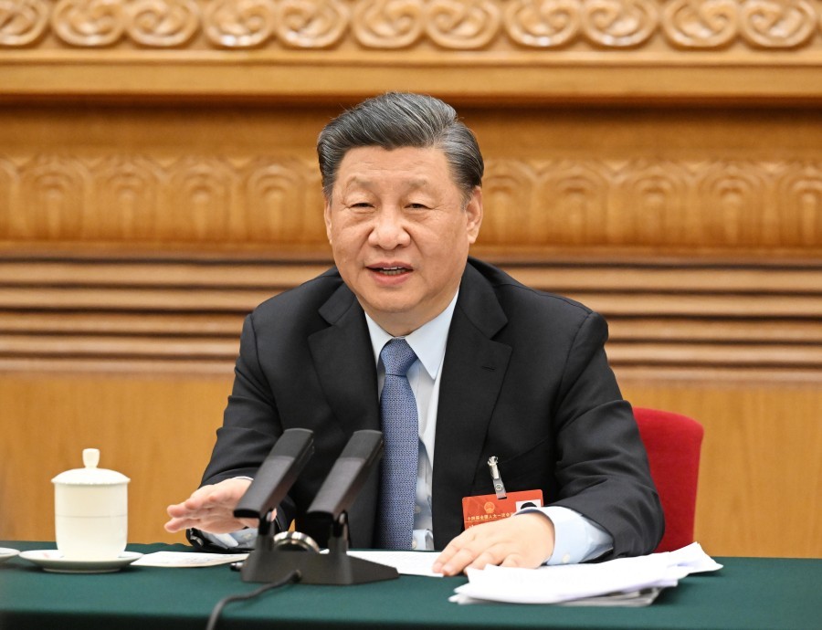 2023年3月5日,习近平总书记参加十四届全国人大一次会议江苏代表团审议。新华社记者 李学仁 摄