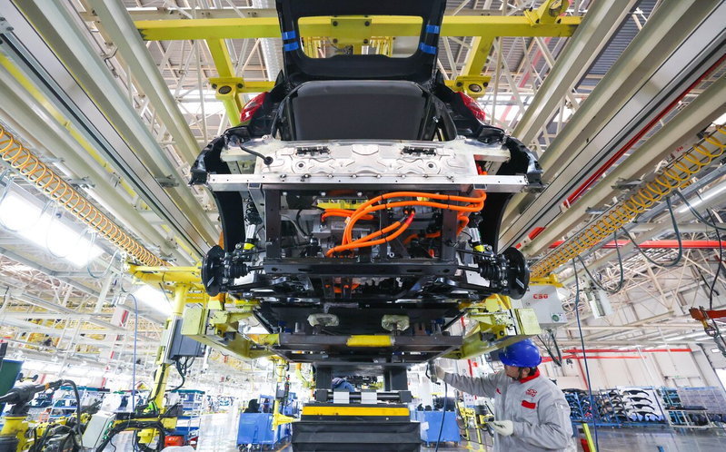 奇瑞汽車強調未來將從追求銷量轉向品牌提升、技術突破及價值創造。圖為奇瑞在河北石家莊的新能源汽車組裝廠。新華社