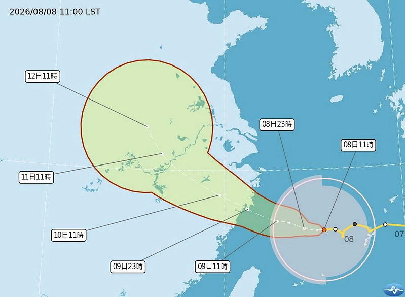 白海豚颱風路徑潛勢預報。圖/中央氣象署提供